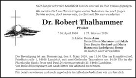 Traueranzeige Robert Thalhammer