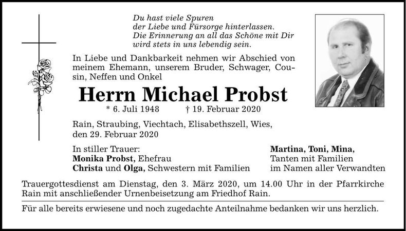 Traueranzeige Michael Probst