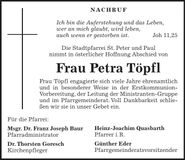 Traueranzeige Petra Töpfl