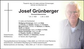 Traueranzeige Josef Grünberger