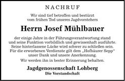 Traueranzeige Josef Mühlbauer
