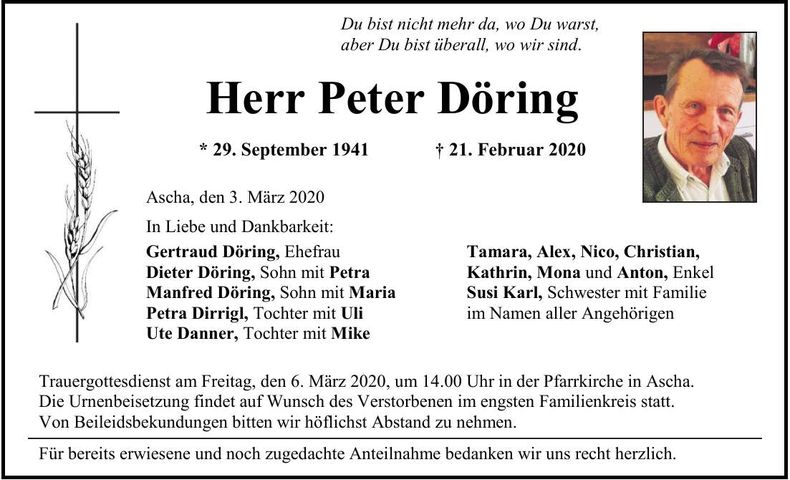 Traueranzeige Peter Döring