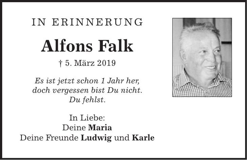 Traueranzeige Alfons Falk