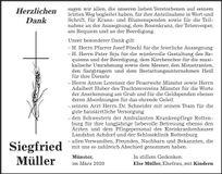 Traueranzeige Siegfried Müller