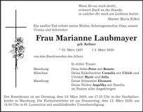 Traueranzeige Marianne Laubmayer