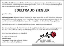 Traueranzeige Edeltraud Ziegler