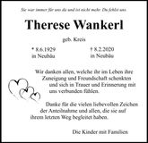 Traueranzeige Therese Wankerl