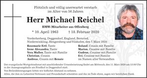 Traueranzeige Michael Reichel