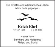 Traueranzeige Erich Ehrl