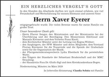 Traueranzeige Xaver Eyerer