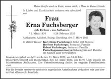 Traueranzeige Erna Fuchsberger