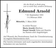 Traueranzeige Edmund Arnold