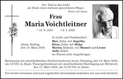 Traueranzeige Maria Voichtleitner