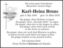 Traueranzeige Karl-Heinz Bruns