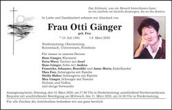 Traueranzeige Otti Gänger