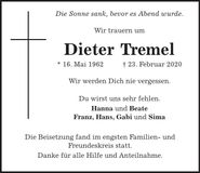 Traueranzeige Dieter Tremel