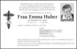 Traueranzeige Emma Huber