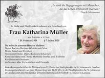 Traueranzeige Katharina Müller