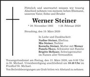 Traueranzeige Werner Steiner