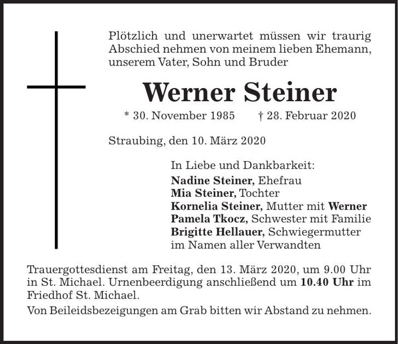 Traueranzeige Werner Steiner
