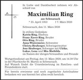 Traueranzeige Maximilian Ring