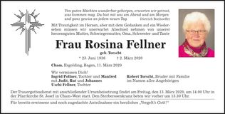 Traueranzeige Rosina Fellner