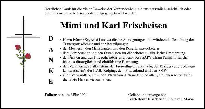 Traueranzeige Mimi und Karl Frischeisen
