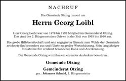 Traueranzeige Georg Loibl