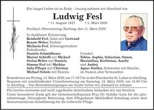 Traueranzeige Ludwig Fesl