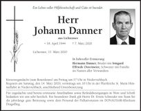 Traueranzeige Johann Danner