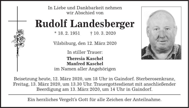 Traueranzeige Rudolf Landesberger