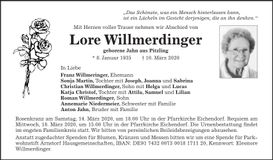 Traueranzeige Lore Willmerdinger