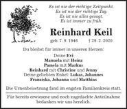 Traueranzeige Reinhard Keil