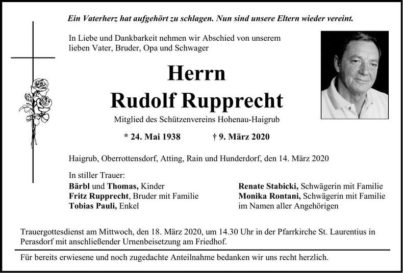 Traueranzeige Rudolf Rupprecht