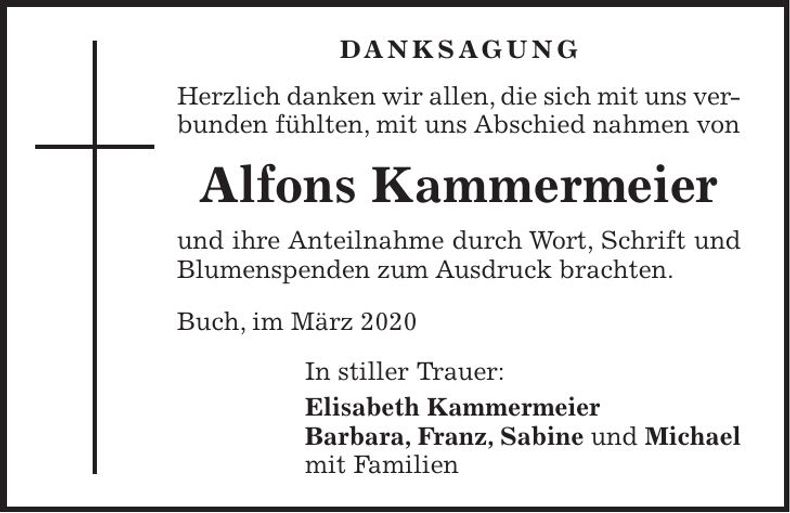 Traueranzeige Alfons Kammermeier