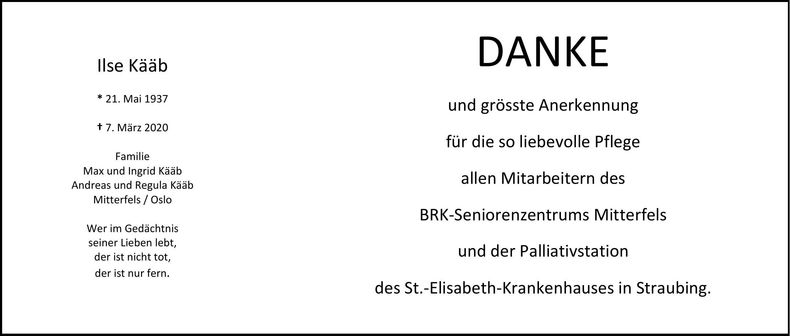 Traueranzeige Ilse Kääb