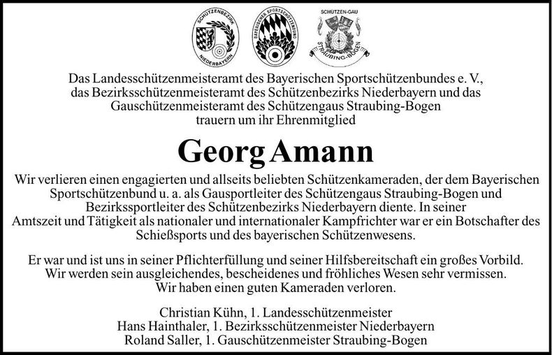 Traueranzeige Georg Amann