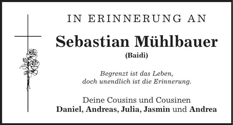 Traueranzeige Sebastian Mühlbauer