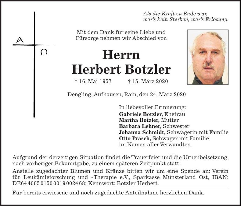 Traueranzeige Herbert Botzler