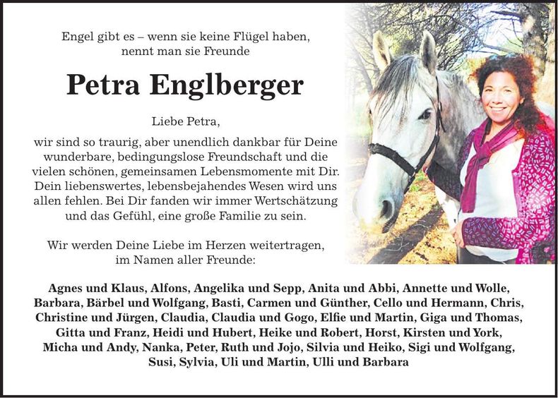 Traueranzeige Petra Englberger