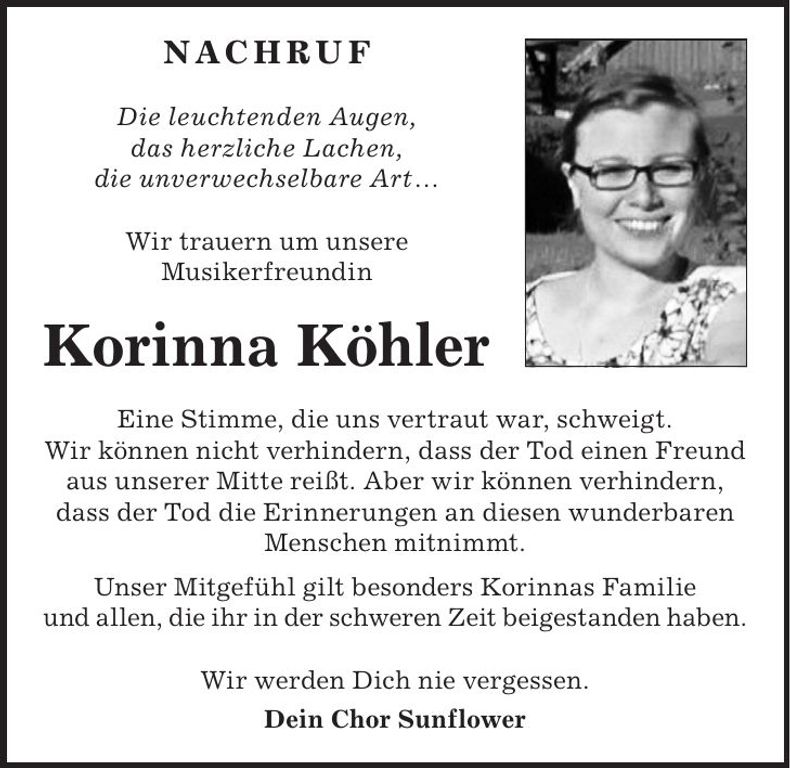 Traueranzeige Korinna Köhler