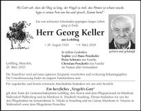 Traueranzeige Georg Keller