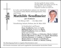 Traueranzeige Mathilde Sendlmeier