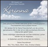 Traueranzeige Korinna Köhler