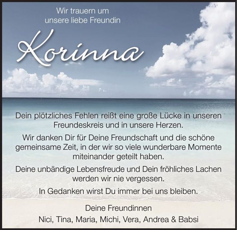 Traueranzeige Korinna Köhler