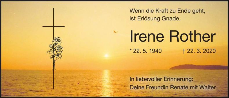 Traueranzeige Irene Rother