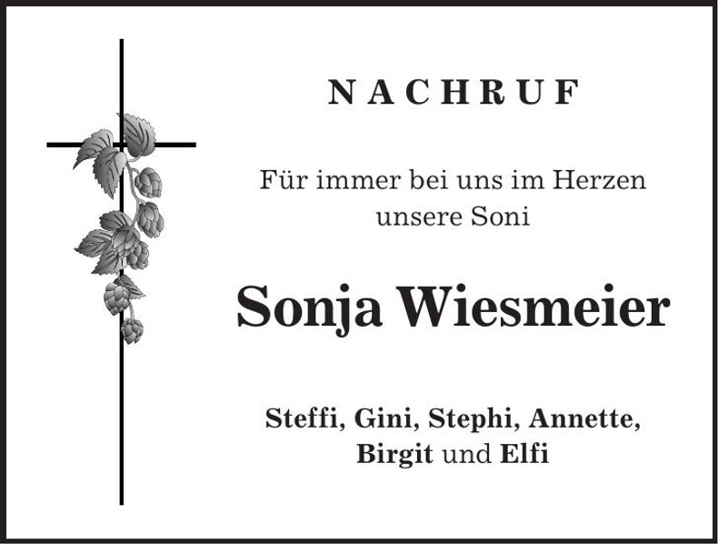 Traueranzeige Sonja Wiesmeier