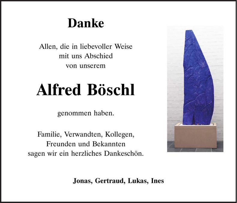 Traueranzeige Alfred Böschl