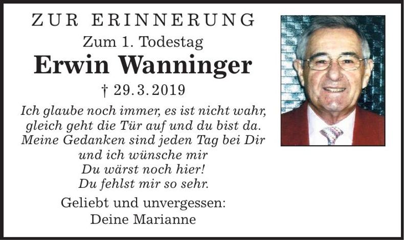 Traueranzeige Erwin Wanninger