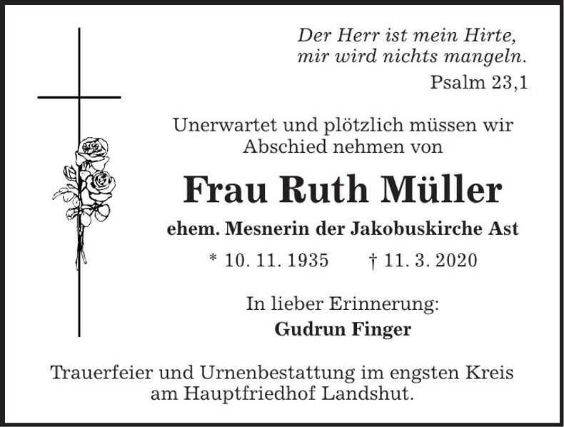 Traueranzeige Ruth Müller